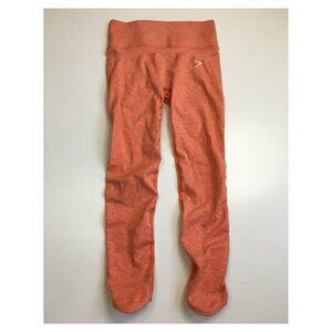 GYMSHARK Orange Zip Pocket Ruching Butt Enhancer Stretch Activewear Legging